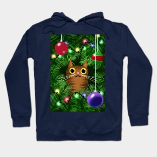 Cat and Christmas Tree Hoodie